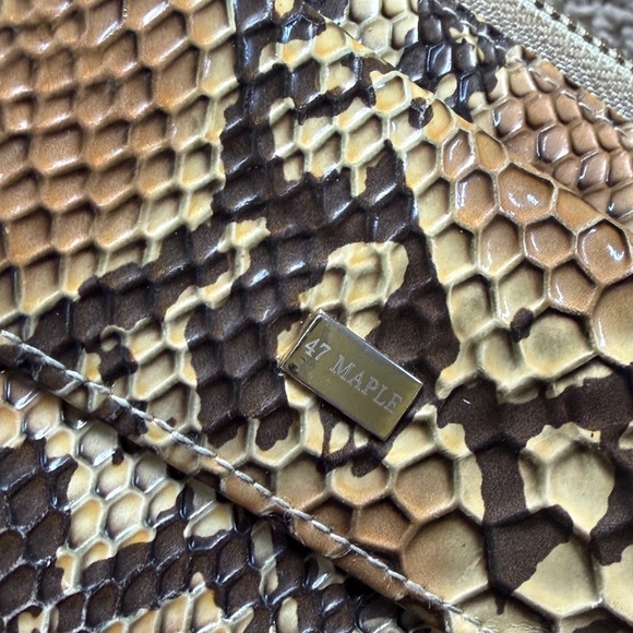 47 Maple Snakeskin Embossed Zip Around Wallet Wristlet - Picture 3 of 4